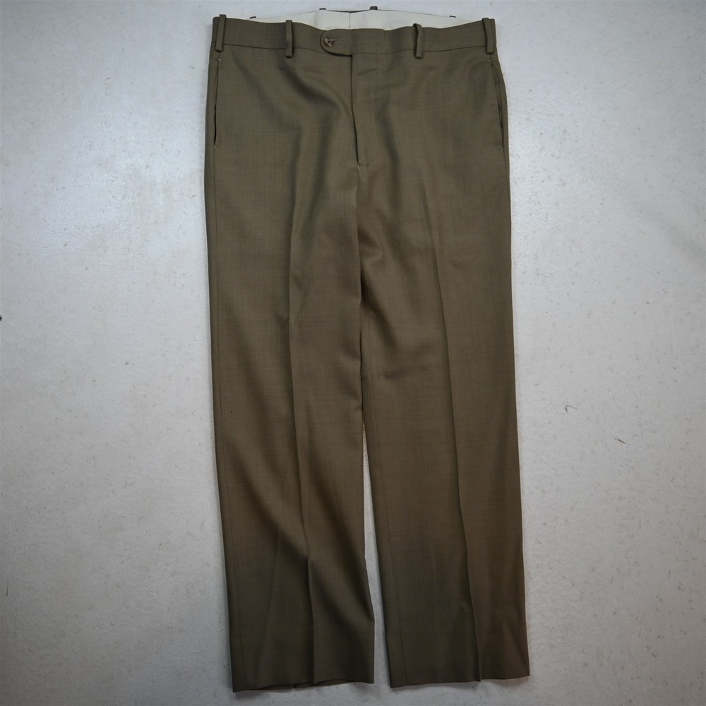Tom James 36x30 Khaki Tan Wool Flat Front Straight Dress Mens Pants